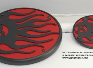 VICTORY MOTORCYCLE ENGINE COVER FLAMING 8 BALL