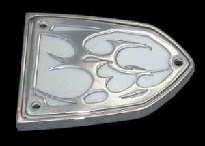 Victory Motorcycle Reservoir Cover Tribal Clutch or Brake Side Chrome White