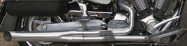 picture of long 2 into 1 exhaust pipes installed victory Motorcycle Kingpin 2004
