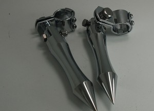 CHROME SMOOTH BILLET ALUMINUM PEGS WITH HIGHWAY BAR MOUNT