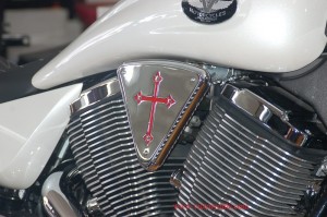 victory motorcycle replacement cheese wedge engine cover christian cross chrome red black cross country roads vegas hamer kingpin boardwalk 