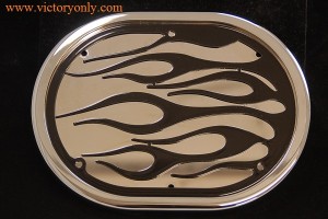585 engine cover victory motorcycle chrome black flame vintage 8 004