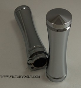 CHROME FLAT END SMOOTH VICTORY MOTORCYCLE GRIPS VILLET ALUMINUM CUSTOM 001