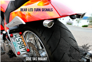 Check out our new chrome, Victory Side mount Tag Mount with stock light mounting hole. Locates under the rear fender for a new clean look! Fits the Victory Jackpot & Hammer.