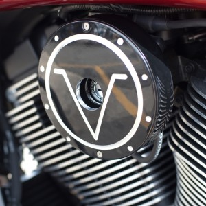 V badge Cheese wedge replacements Pictured Installed on Victory Motorcycle with matching Engine Covers Sold Seperate