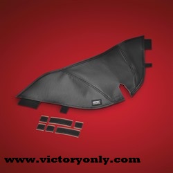 a great way to help protect your gas tank from buckle, zipper, and knee scratches with their new Gas Tank Mini Bra. The first one out is for the Victory Cross Roads, Cross Country and Magnum and wraps around thegas tank between you and the seat, providing a tailored fit design with scratch protection. Securely attaches with hook and loop to the gas tank, allowing easy access for cleaning. Made in the USA.
