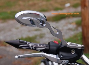 flame mirror oval arm victory motorcycle custom chrome 013