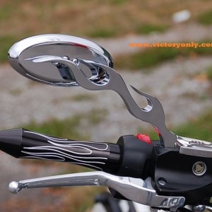 flame mirror oval arm victory motorcycle custom chrome 013