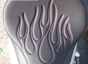 Red Flame Stitching on Solo Seat Installed Victory Motorcycle