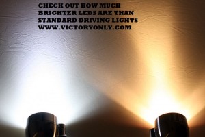 CHECK OUT HOW MUCH BRIGHTER LEDS ARE THAN STANDARD DRIVING LIGHTS WWW.VICTORYONLY.COM
