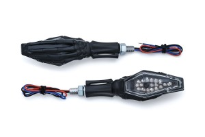 2529 Skeleton Hand Turn Signal with Black Stem and Chrome Heads 