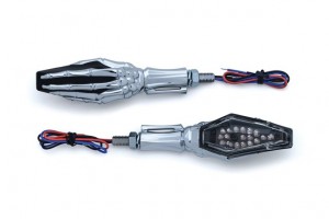 2529 Skeleton Hand Turn Signal with Black Stem and Chrome Heads 