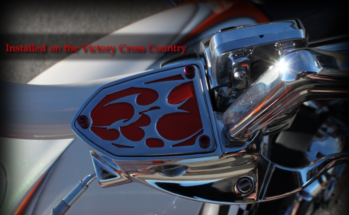 Victory Reservoir Cover Red Chrome Tribal Clutch or Brake Side